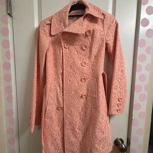New York & Company Peach Lace Trench Coat